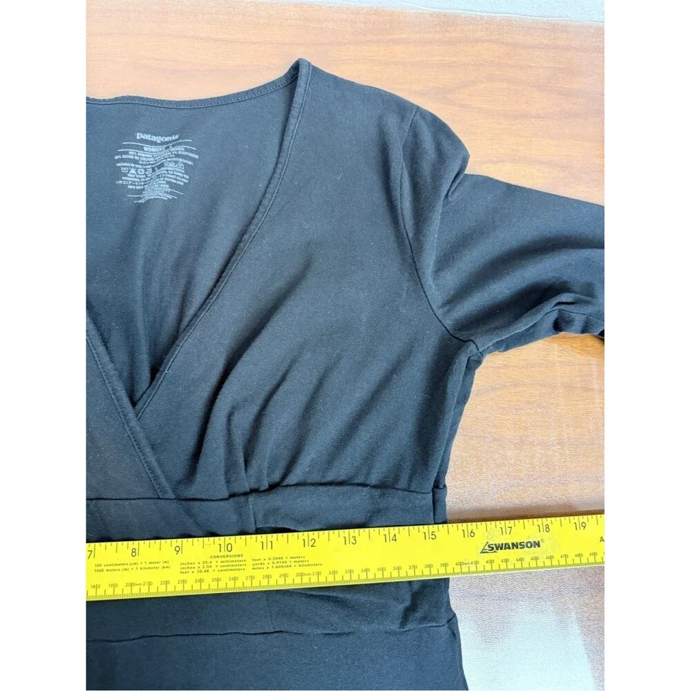 Patagonia Black V-Neck Organic Cotton Midi Dress L